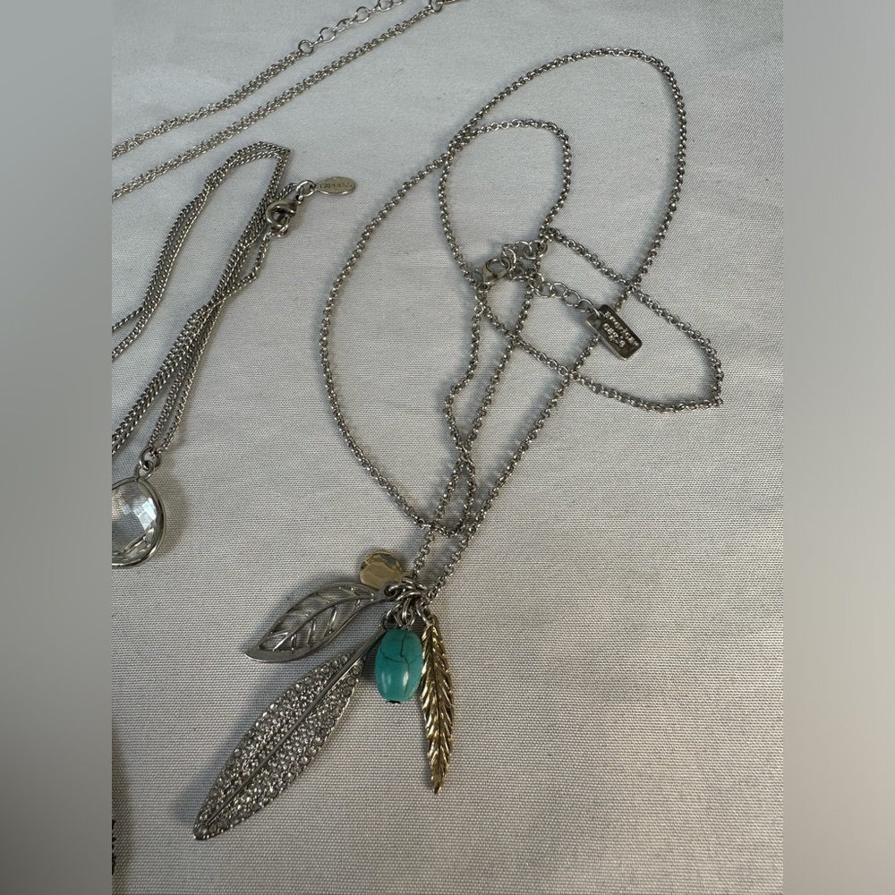 Four Long Silvertone Statement Necklaces - image 7